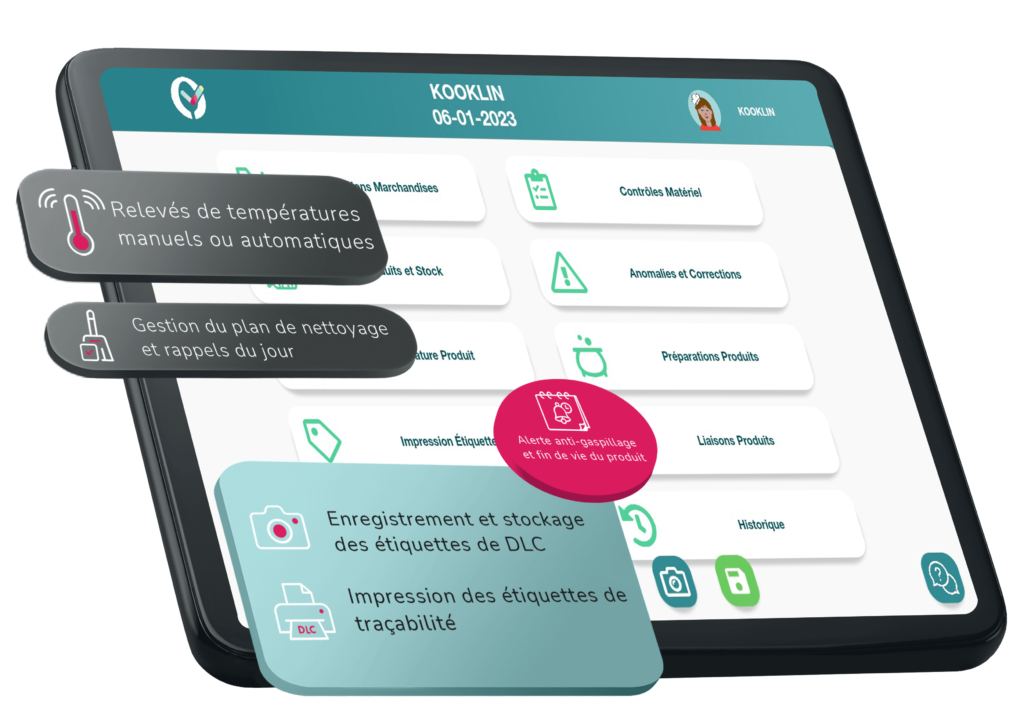 Tablette permettant de réaliser tout les autocontroles HACCP